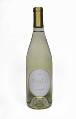 Sustainable boutique wine Sauvignon Blanc wine bottle with gold haylo wines logo